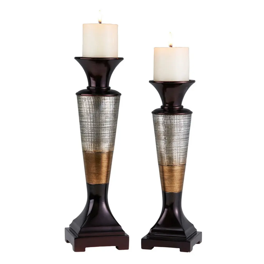 14 and 16 Inch Tall Naomi Candleholder Egyptian Style Set 2 california home