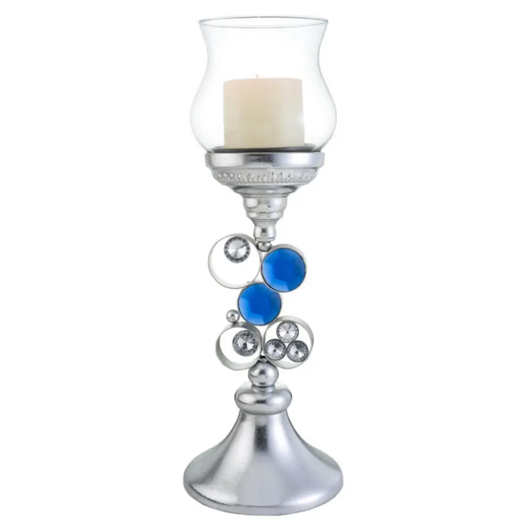 18 Inch Tall Polyresin Dazzle Candleholder Silver Finish Decorative Home Decor california home