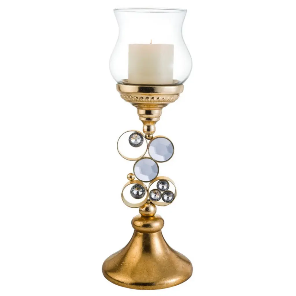 18 Inch Tall Polyresin Malha Candleholder Gold Finish Decorative Home Decor Centerpiece california home