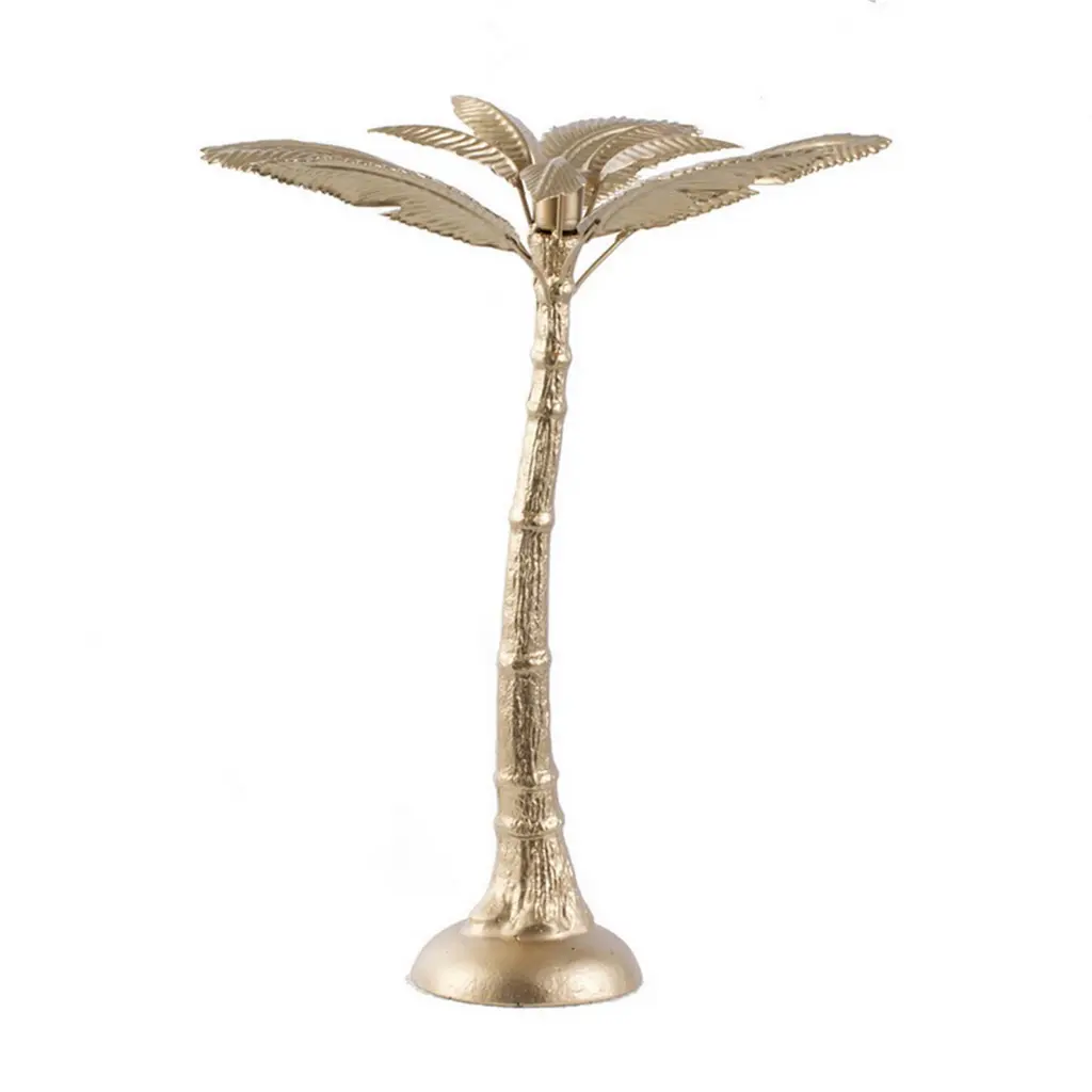 16 Inch Tall Artisan Candle Holder Motivated Palm Tree Iron Gold royal hampton