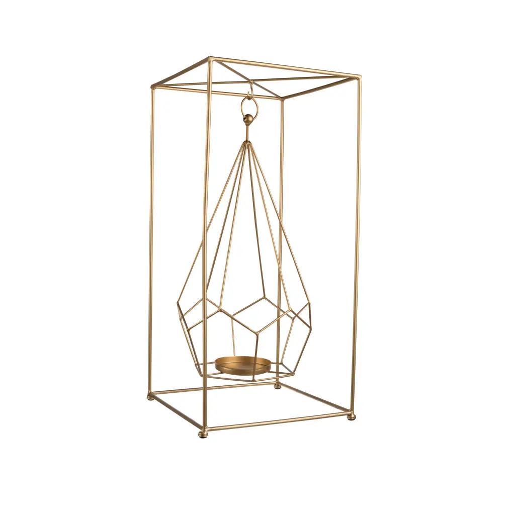 Stately Punctuated Metal Candle Holder Gold Iron Decorative Home Accent royal hampton