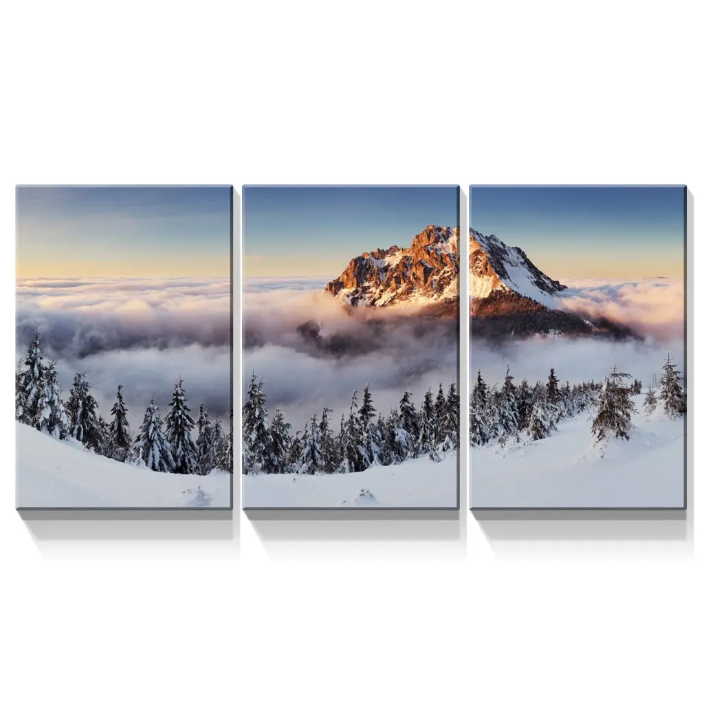3 Panels Framed Mountain & Forest Canvas Wall Art Decor Modern Style looife art