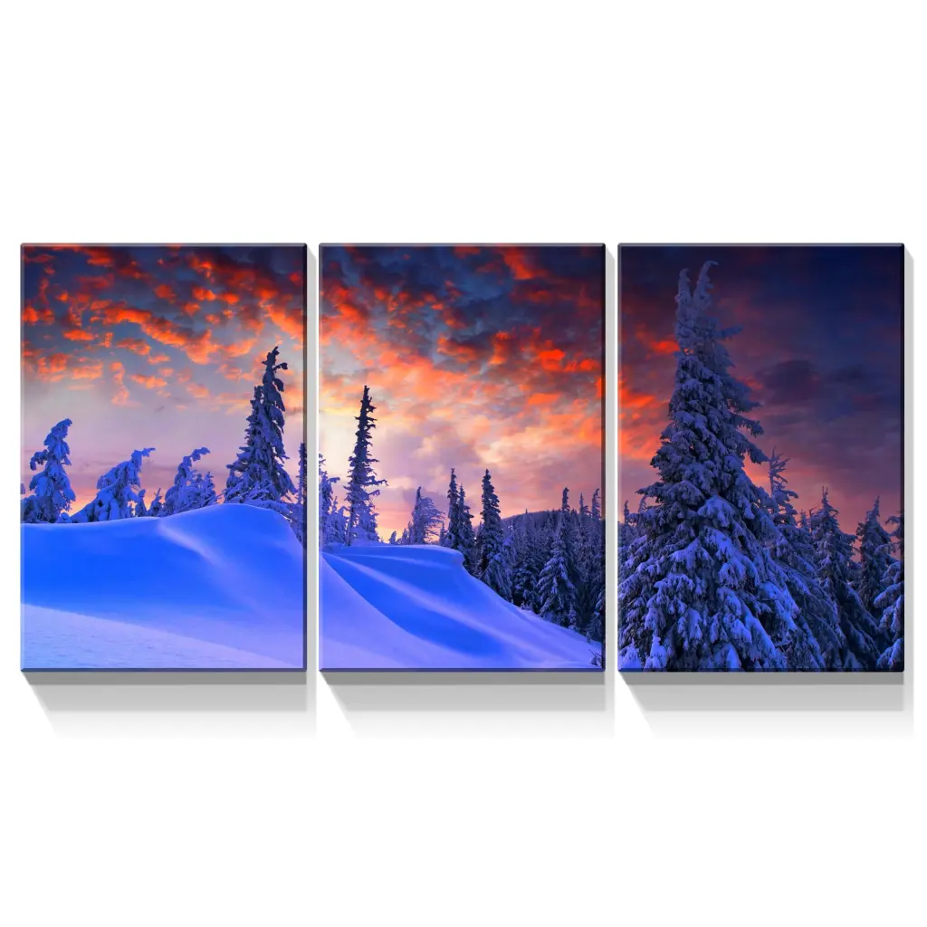 3 Panels Framed Winter Forest Canvas Wall Art Decor Modern Home Living Room Decor looife art