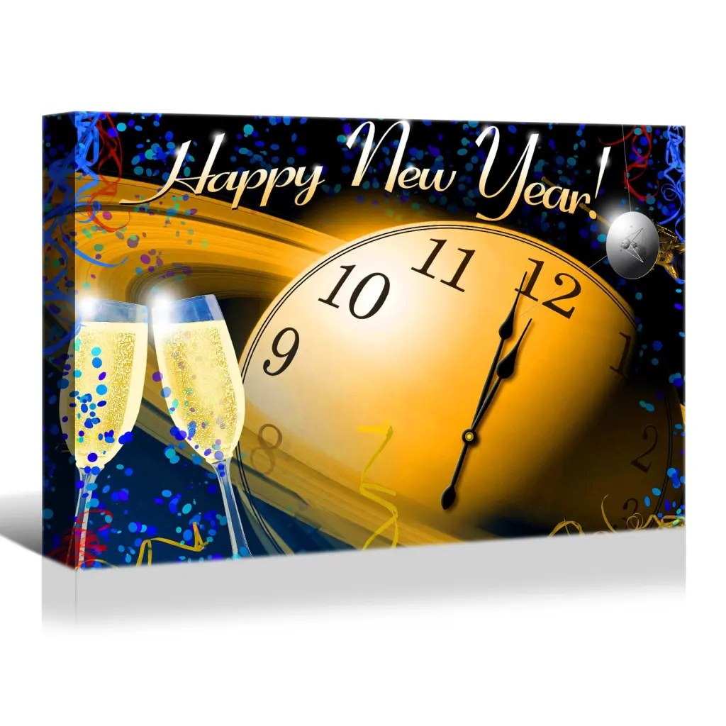 Framed Canvas Wall Art Decor Painting Year Happy Year Count Down rnb