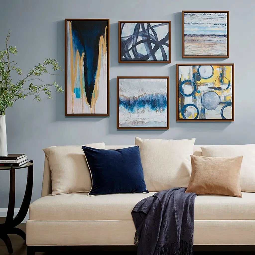 Abstract 5 Piece Gallery Framed Canvas Wall Art Set Home Decor jla