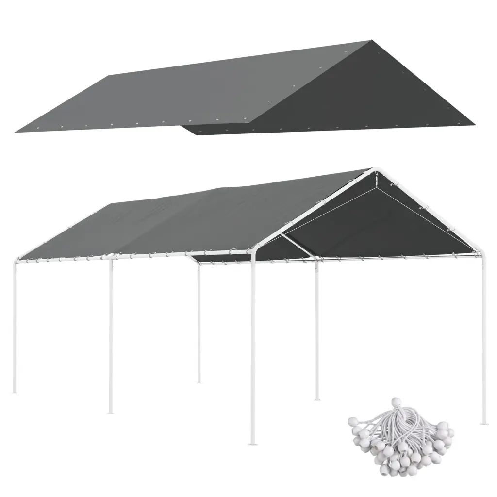 10x20 Feet Carport Replacement Top Canopy Cover UV Resistant aosom business