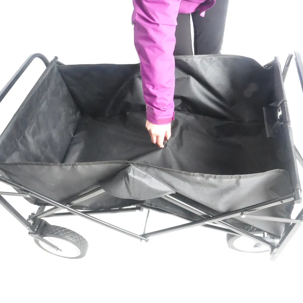 Folding Wagon Garden Shopping Beach Cart Black Steel Utility Cart qdxfl