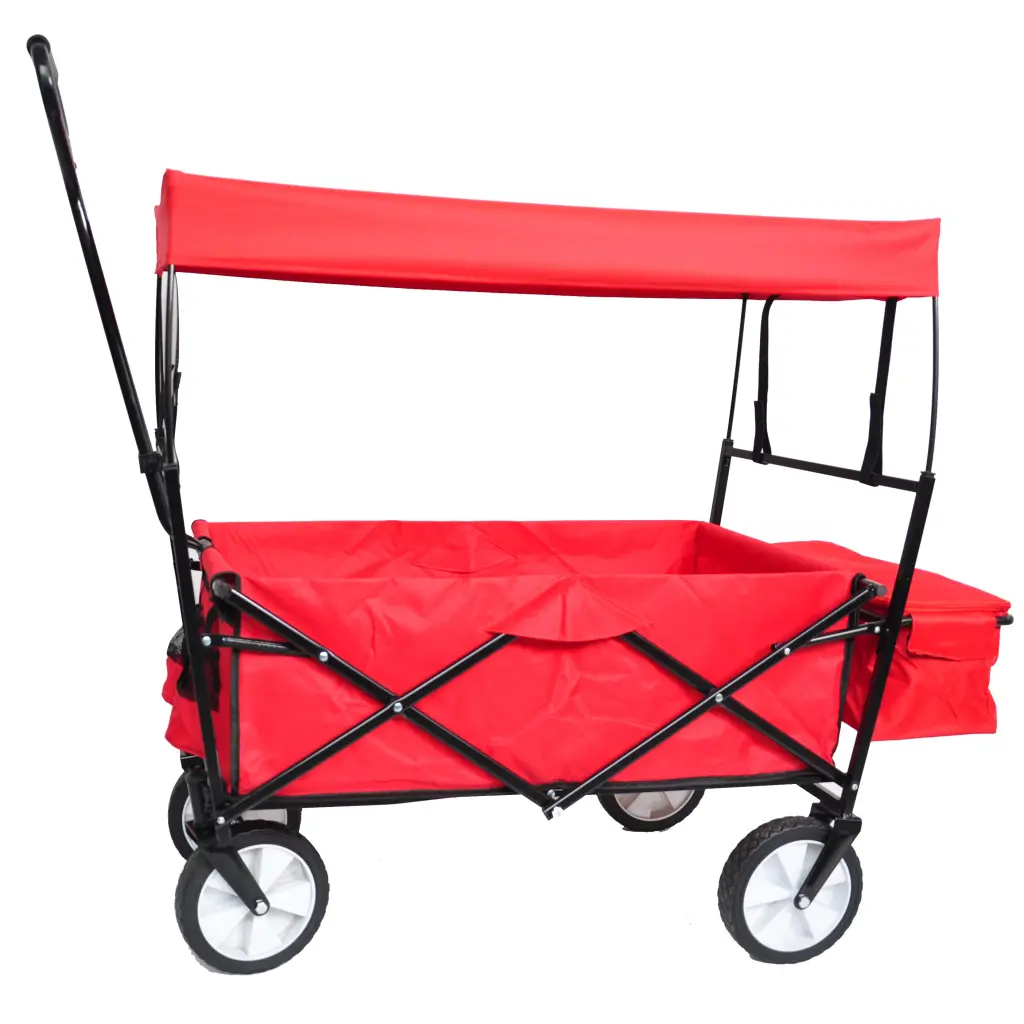 Garden Shopping Beach Cart Folding Wagon Red Metal qdxfl