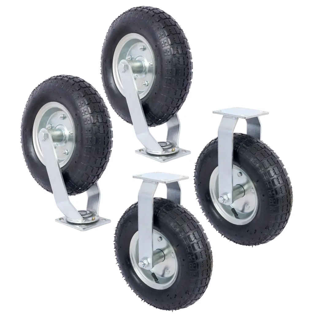 4Pcs 12In Caster Wheels 2Pcs Swivel 2Pcs Rigid Pneumatic Tire Furniture g-h