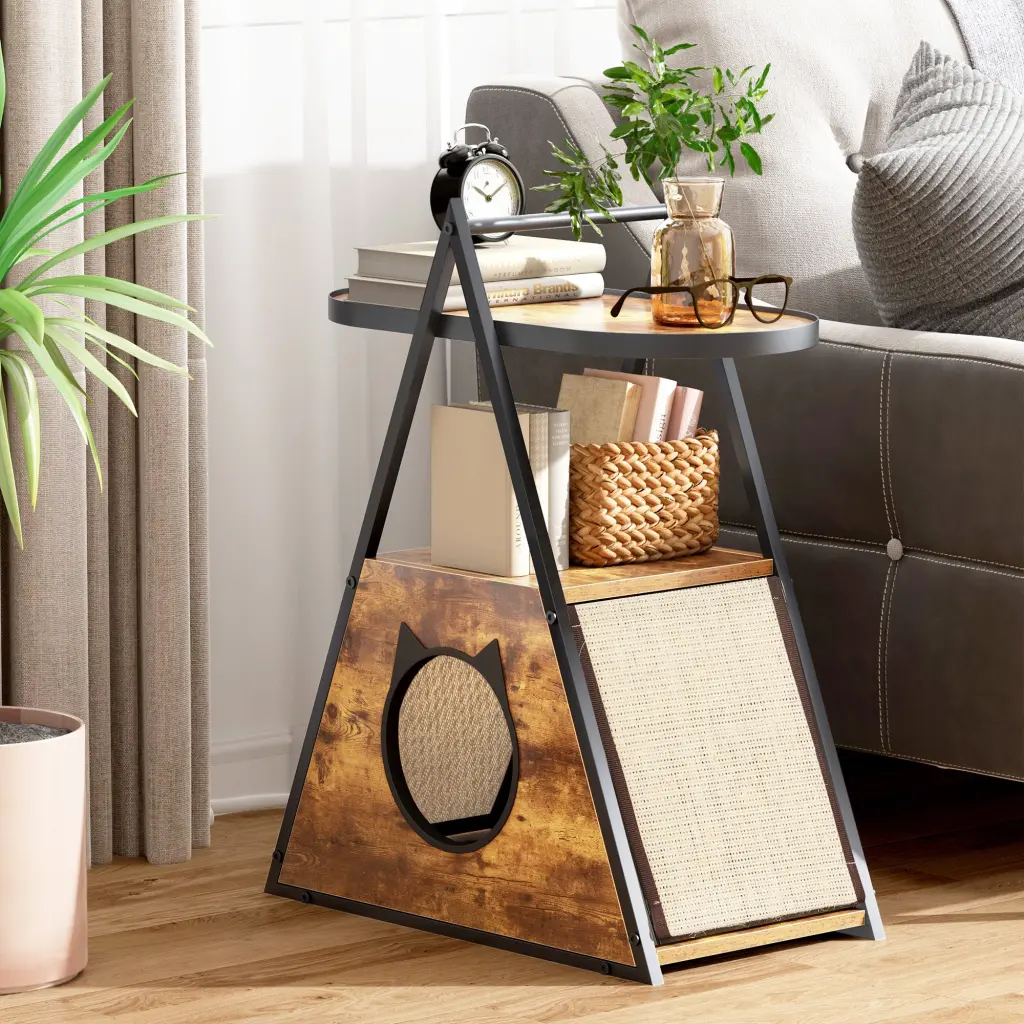 Cat Houtilize End Table Wood Cat Condo Black Vintage Pet Furniture Cats need pet furniture