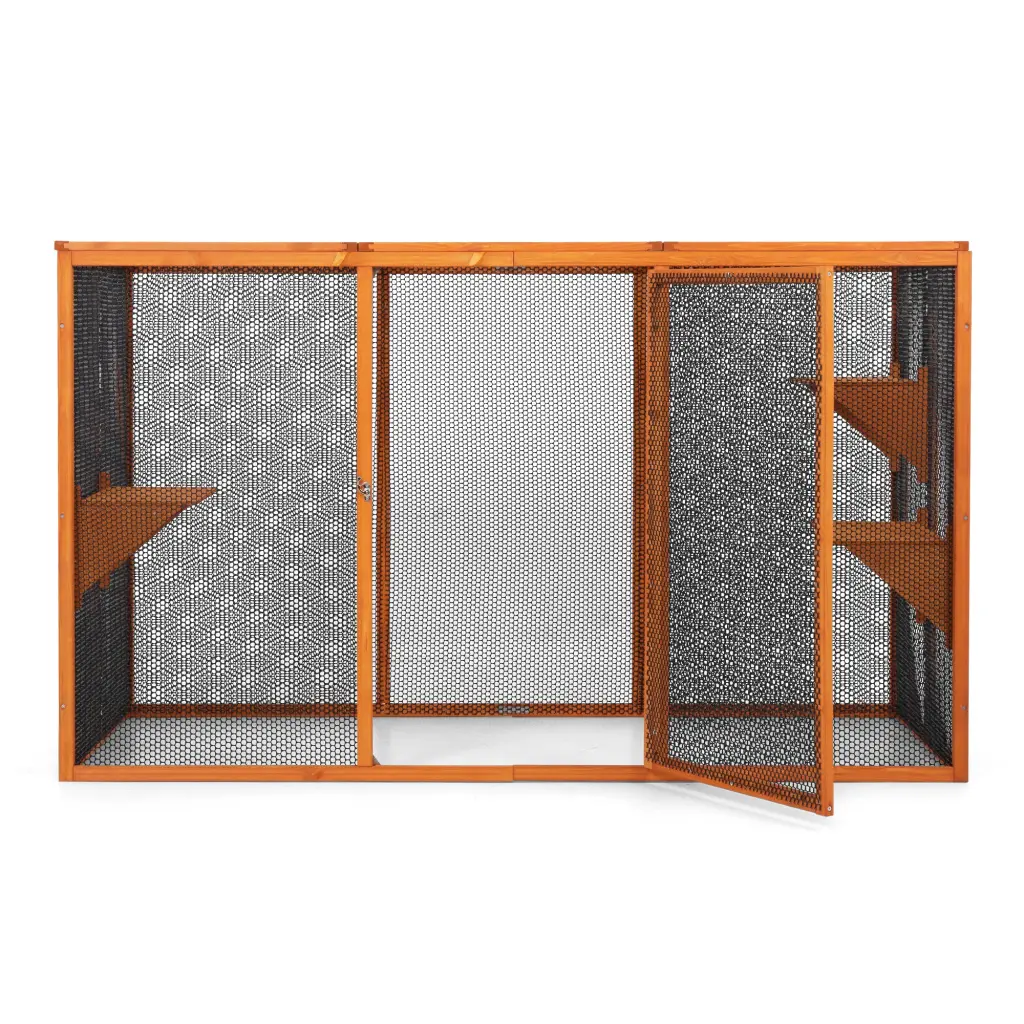 Detachable Cat Enclosure Waterproof Roof and 3 Jumping Platforms - Outdoor Cat Playpen w2181