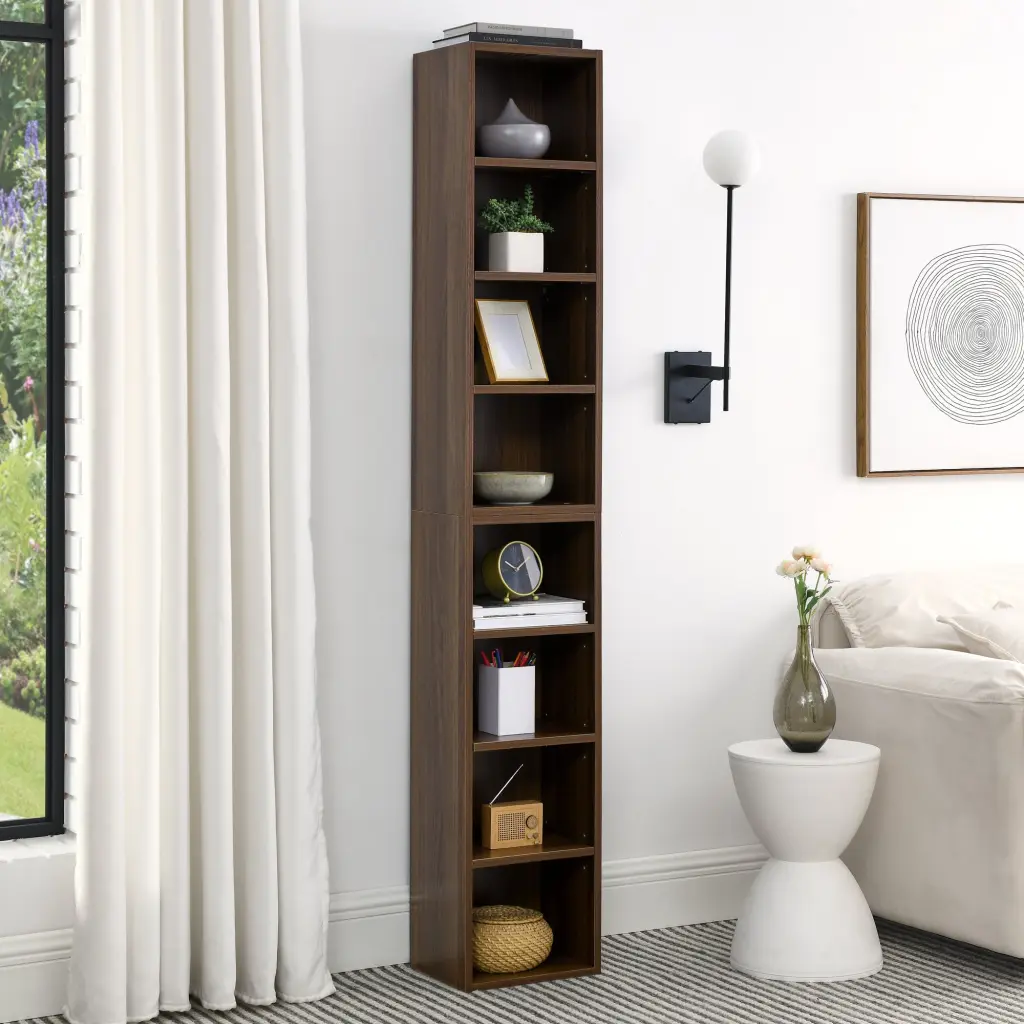 8 Tier Media Tower Rack CD DVD Slim Storage Cabinet Adjustable Shelves chuangyuan wood industry