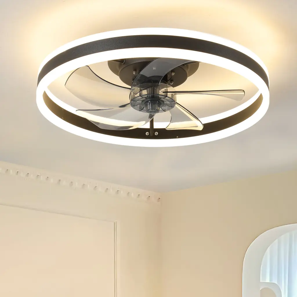 Ceiling Fan Lights Dimmable LED Black Aluminium Iron Modern Fan lighting commune