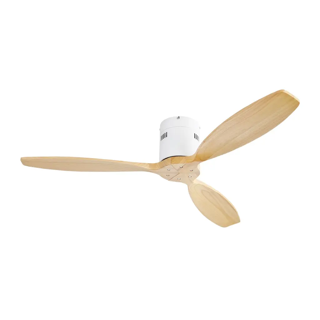 52 Inch Decorative Solid Wood Ceiling Fan 6-Speed Remote Control and No Light