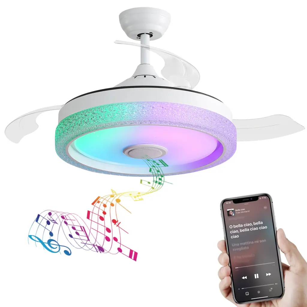 42 Inch Modern Invisible Ceiling Fan 120V 3 ABS Blades Remote Regulation Reversible