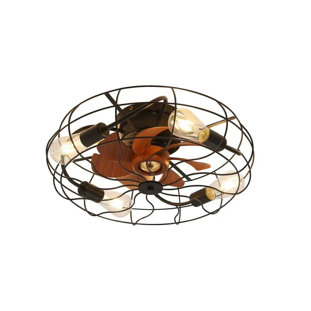 Industrial Style 20 Inch Matte Black 6 Speed Ceiling Fan Remote