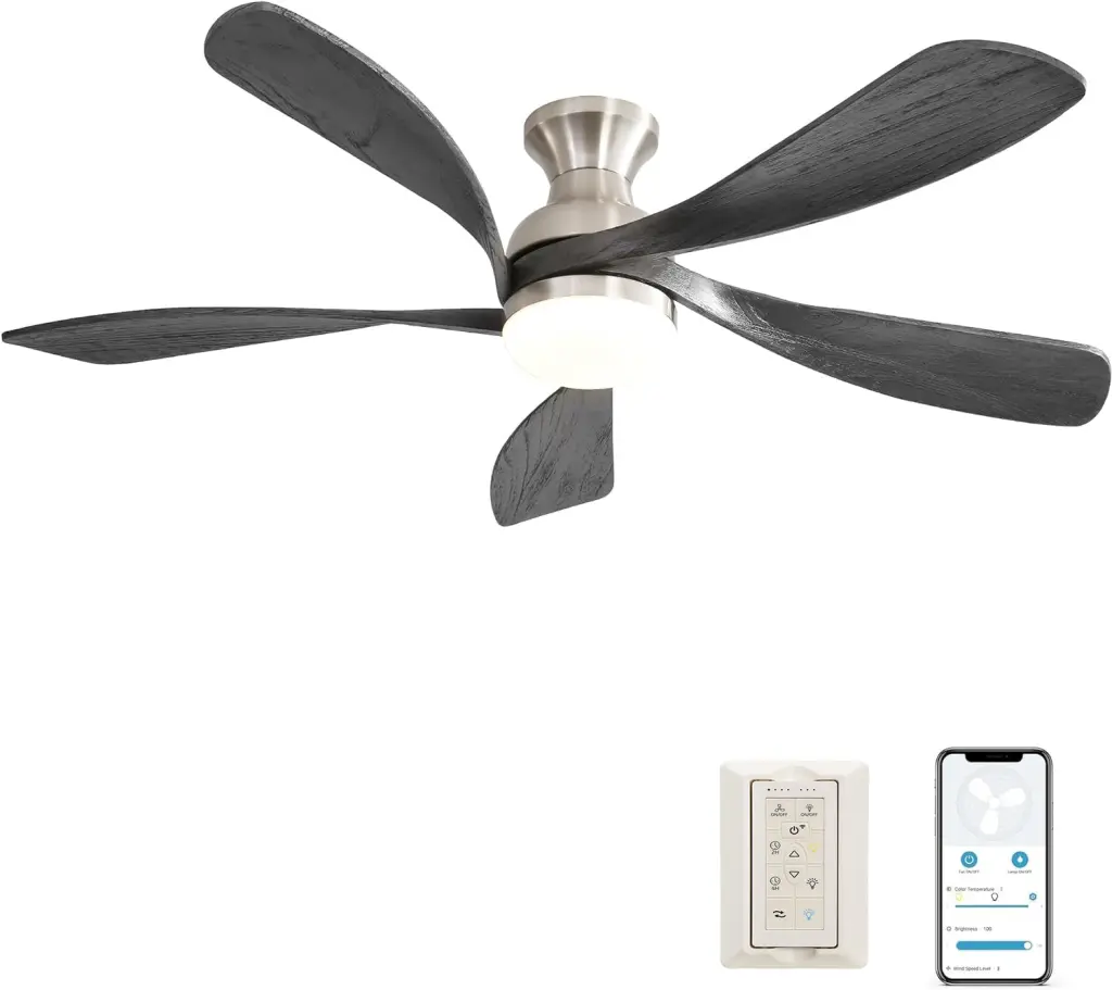52 Inch Ceiling Fan Dimmable 3 Color LED Light and Reversible Blades ceiling fan with light