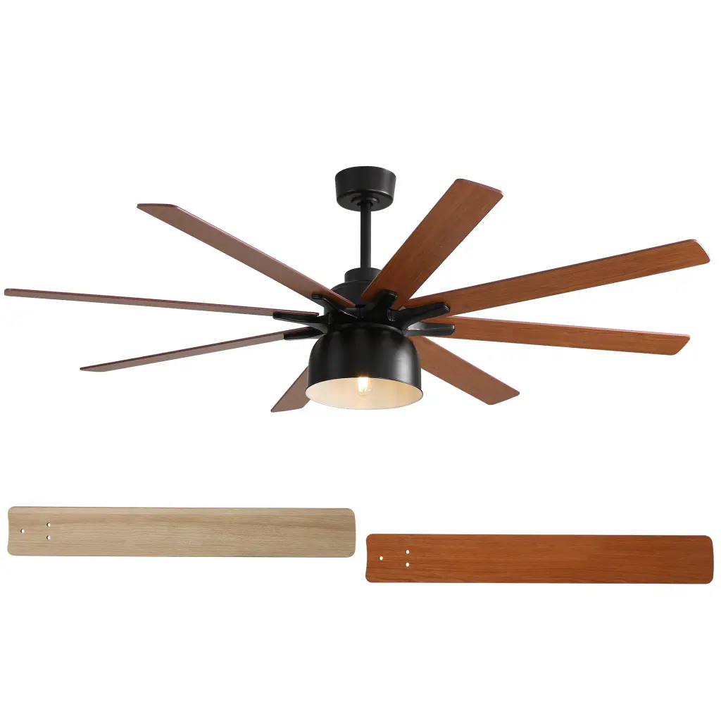 66 Inch Ceiling Fan 6 Speed Wind 8 Dual Color Blades Remote Control ceiling fan with light