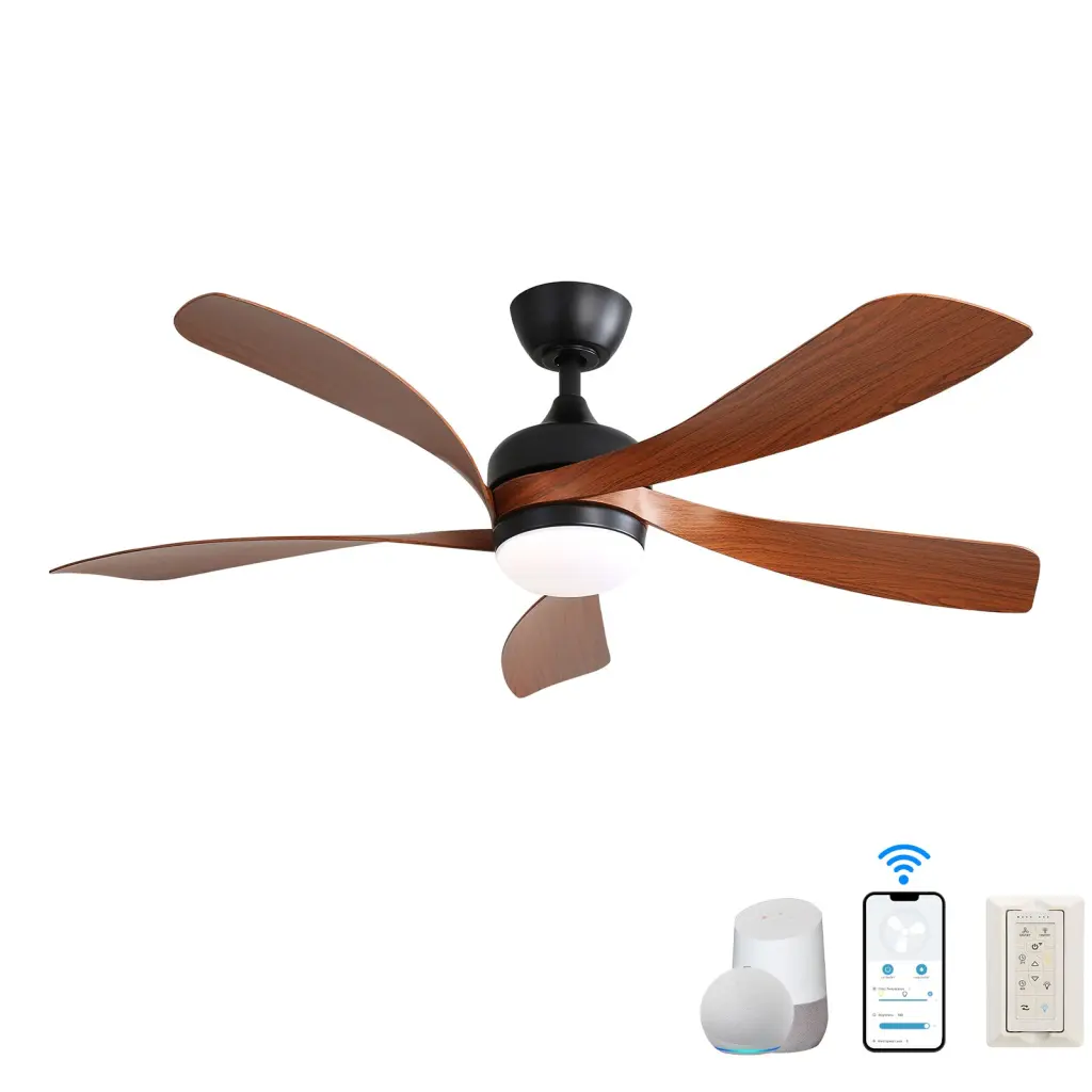 52 Inch Modern Ceiling Fan 5 ABS Blades Noiseless Reversible DC Motor ceiling fan with light