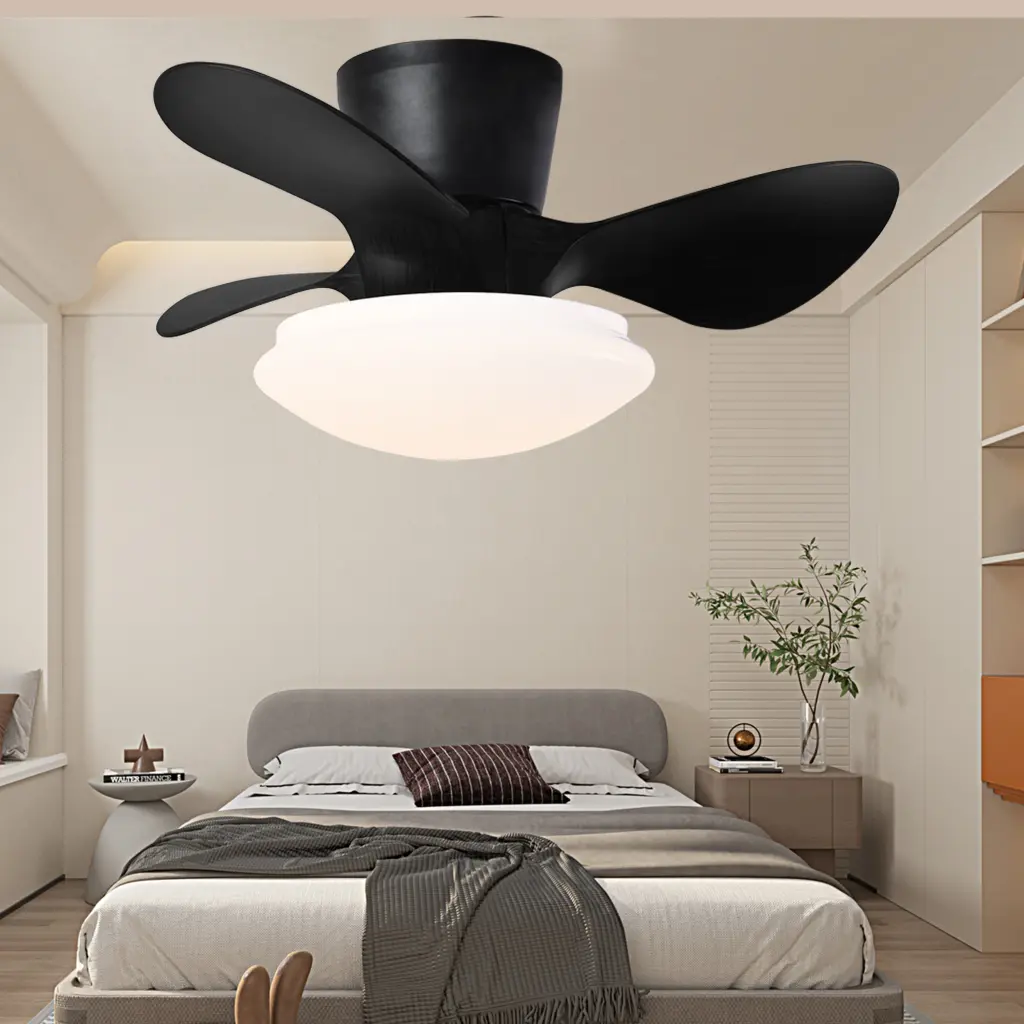 24 Inch Modern Ceiling Fan Light And Remote Low Profile Flush Mount hc ceiling fan