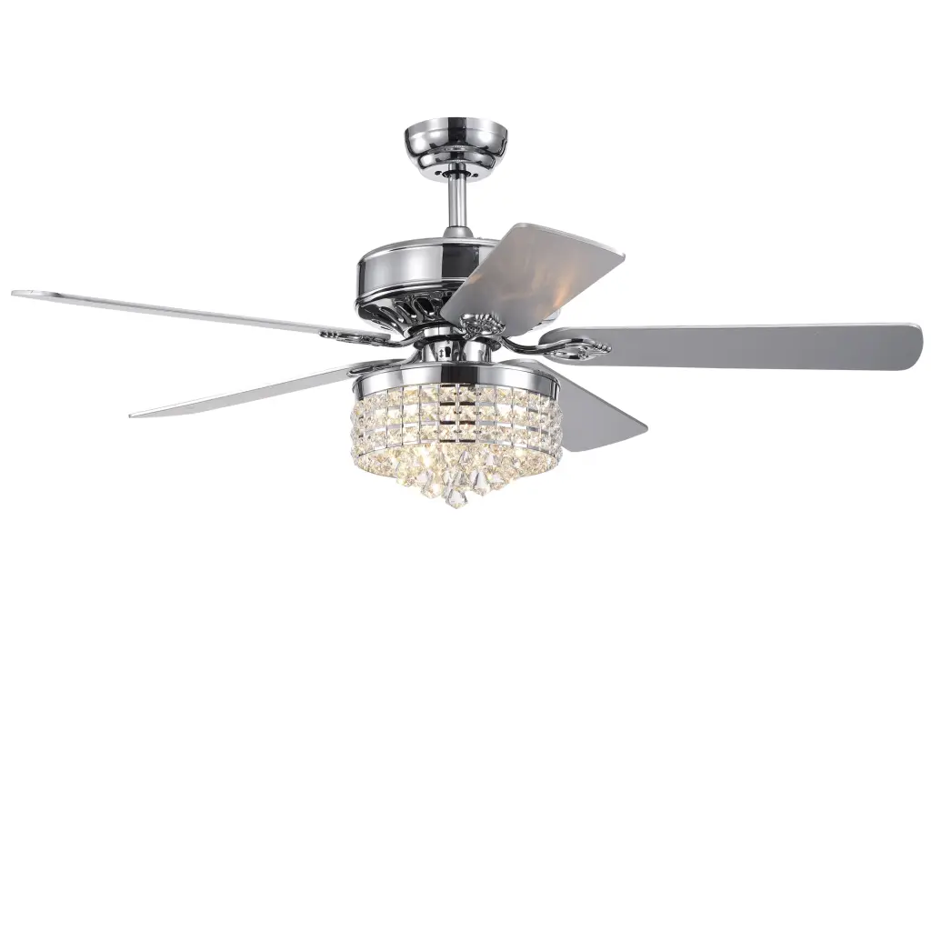 52Inch Crystal Ceiling Fan Lights 5 Wood Blades Modern Fandelier Living Room hengermei
