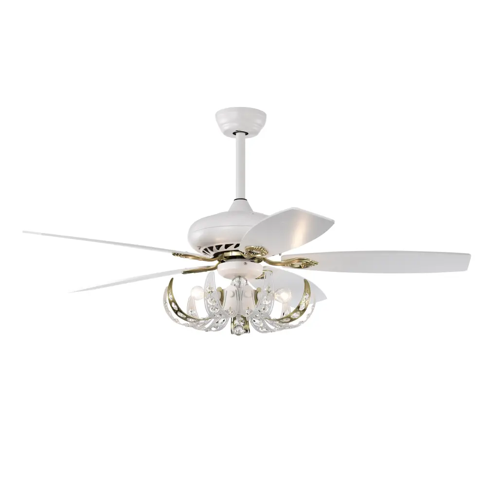 52 Inch Crystal Ceiling Fan 5 Reversible Blades Light Kit And Remote hengermei
