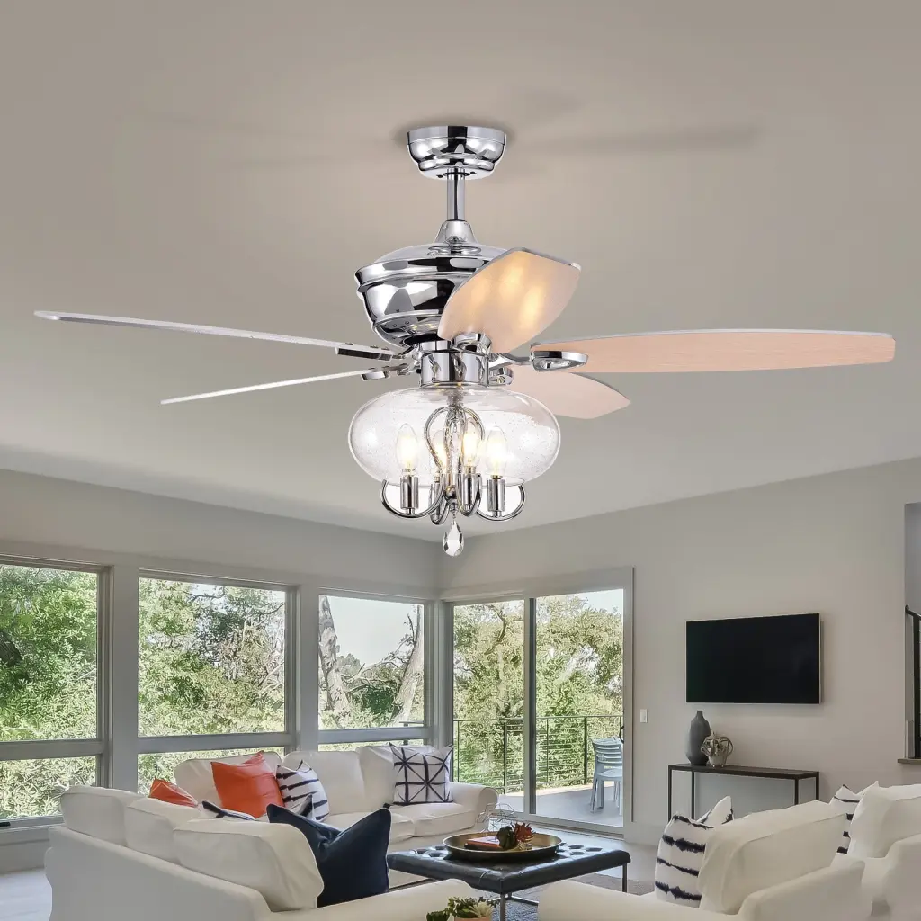 52 Inch Crystal Chandelier Fan Remote Control Timeless Traditional Design hengermei