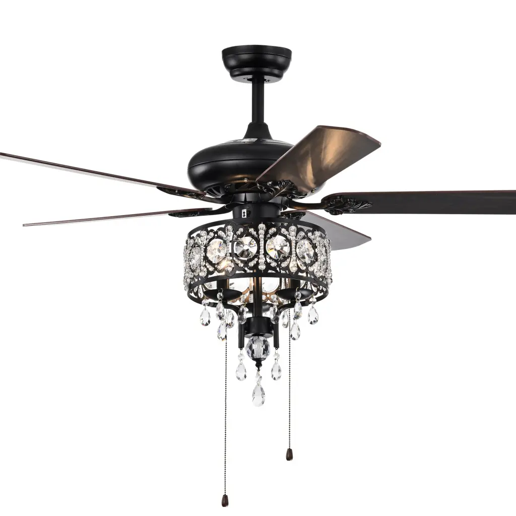 52 Inch Crystal Shade Ceiling Fan Remote 3 Speed 4 Timer Settings hengermei