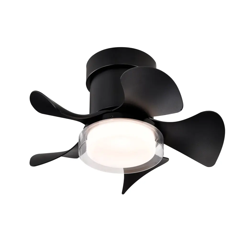21 Inch Low Noise Matte Black ABS Blade Remote Ceiling Fan LED Light hengermei