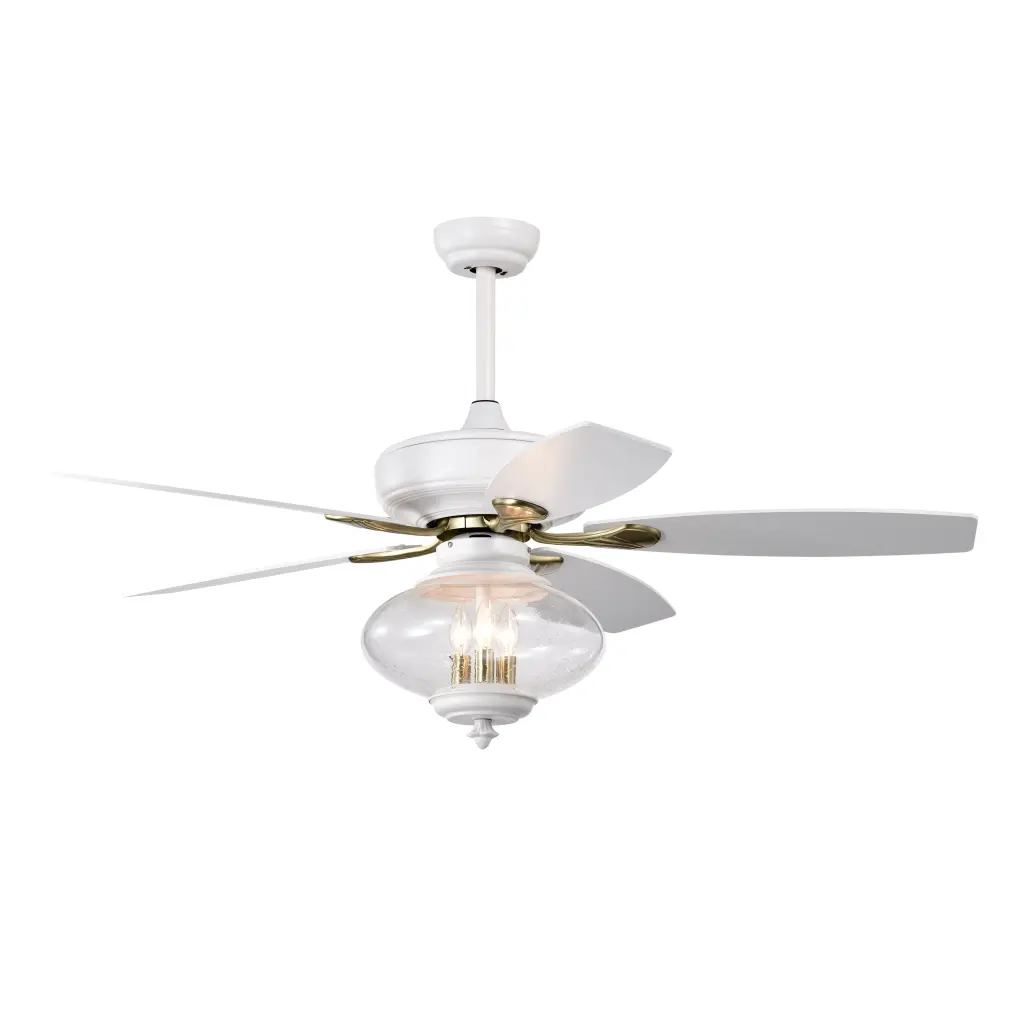 52 Inch Low Profile Ceiling Fan White Modern Ceiling Fan Remote Control hengermei