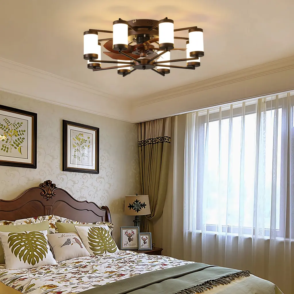 21.7 Inch Ceiling Fan Dimmable Light DC Motor 6 Speeds Reversible lighting commune