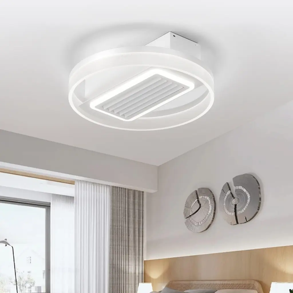 Bladeless Fan Lamp Dimmable LED Lights Modern Iron Design lighting commune