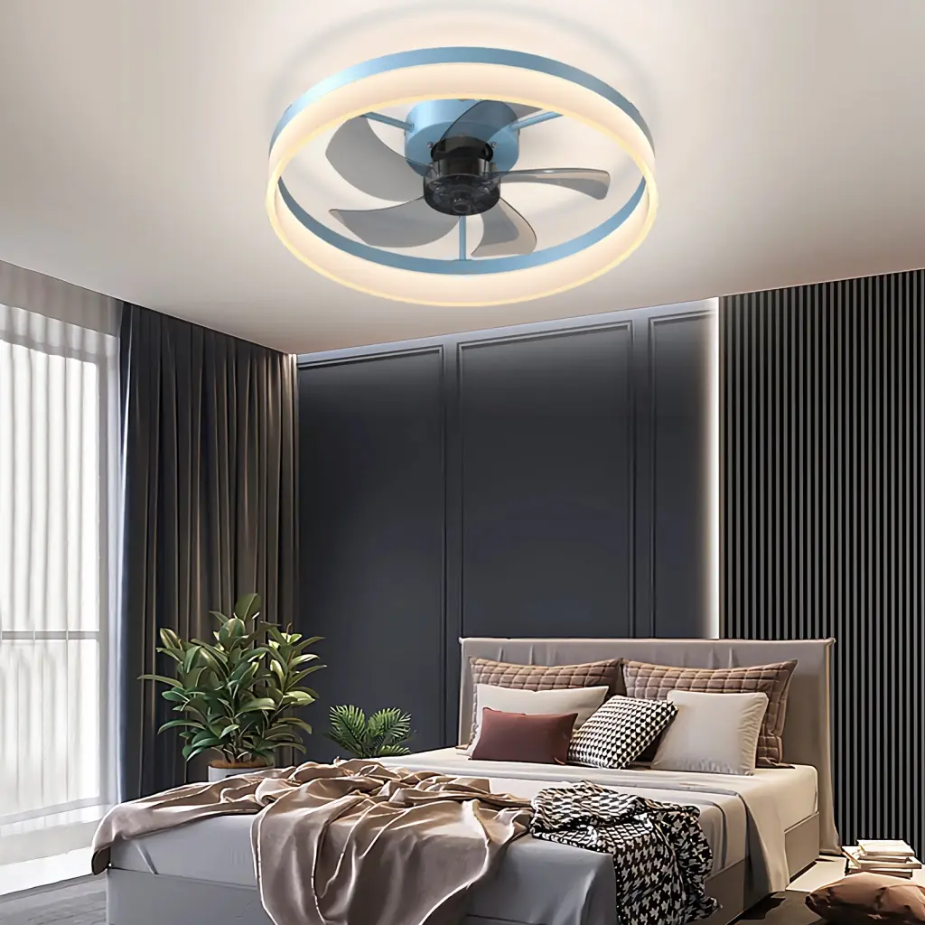 Ceiling Fans Lights Dimmable Led Embedded Setup Thin Modern Home Cooling Fan lighting commune