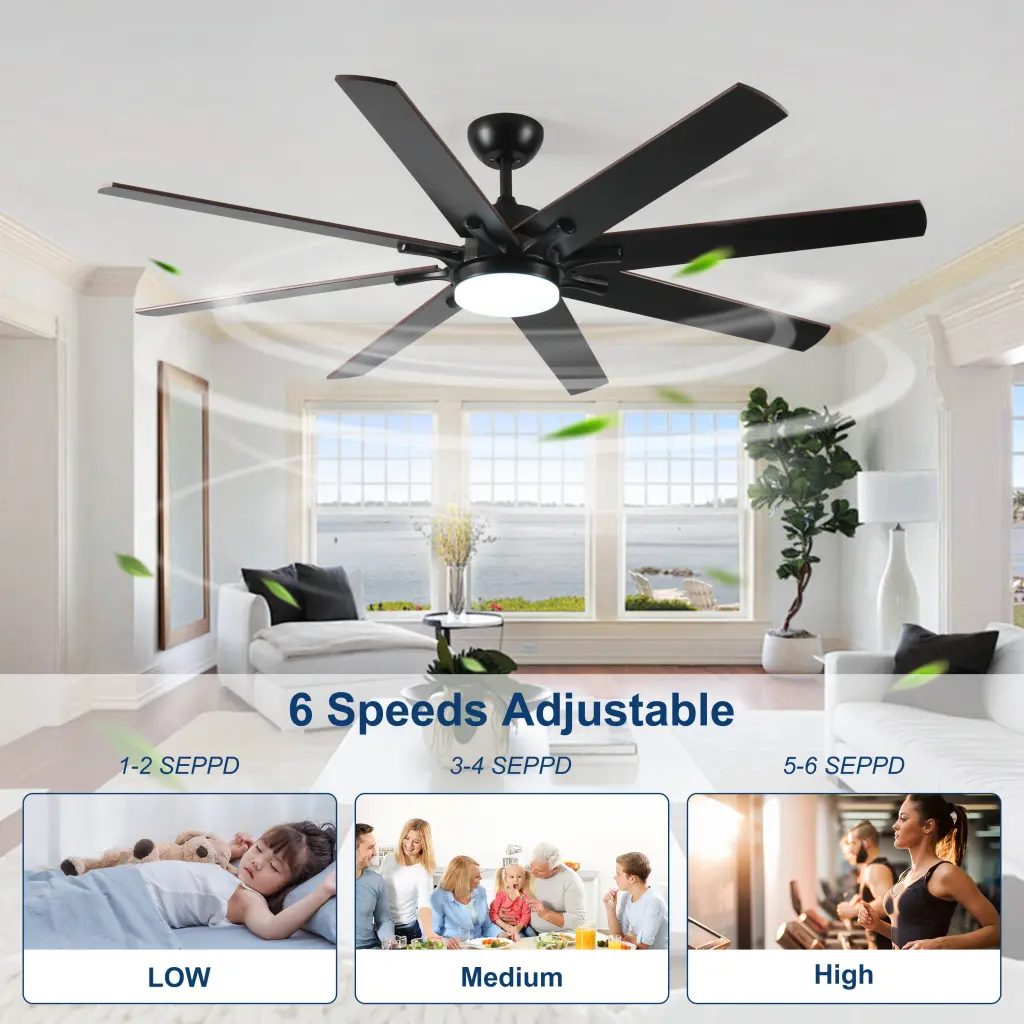 72 Inch Large Ceiling Fan Lights And Remote Indoor Outdoor Black Fan rnb