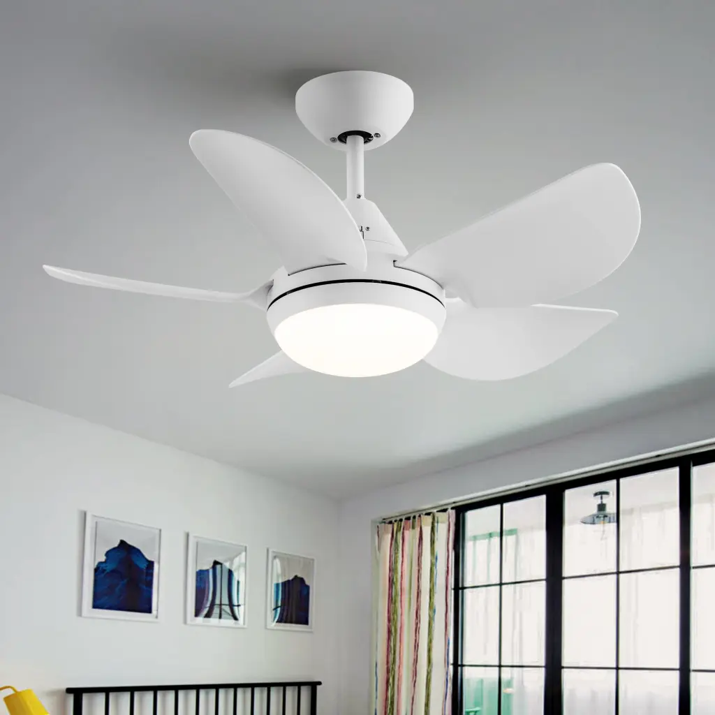 30 Inch Integrated LED Ceiling Fan White ABS Blades Matte Finish yuhao w1367