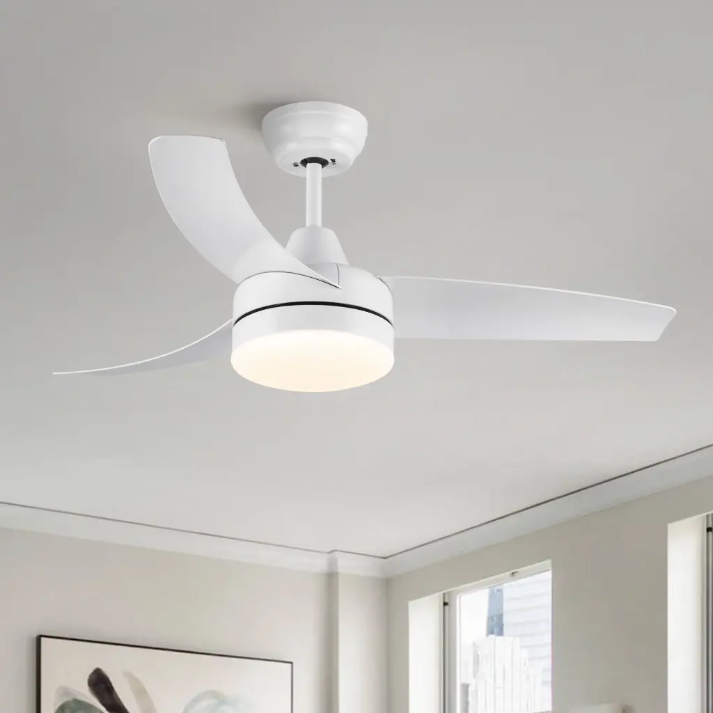 42 Inch Integrated LED Ceiling Fan White ABS Blades And Lighting yuhao w1367