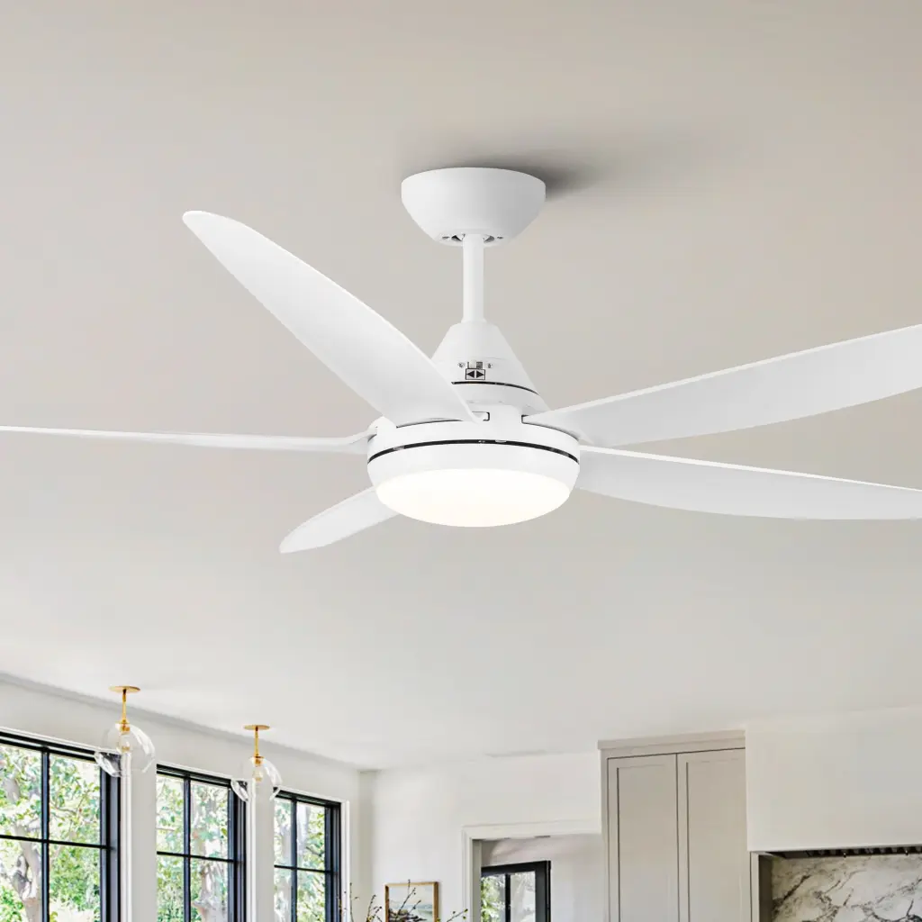 56 Inch Integrated LED Ceiling Fan White ABS Blades yuhao w1367