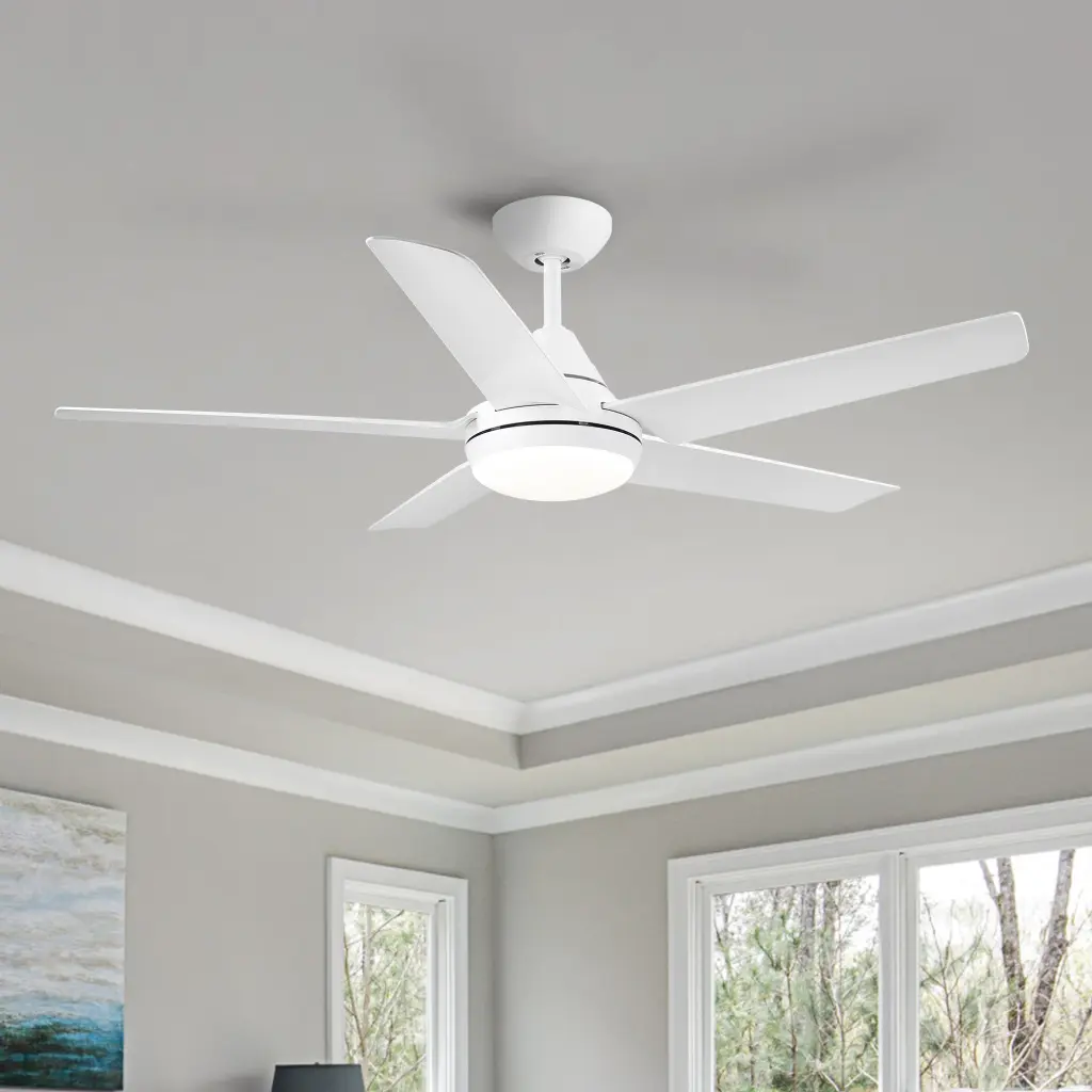 48 Inch Integrated LED Ceiling Fan White ABS Blades yuhao w1367