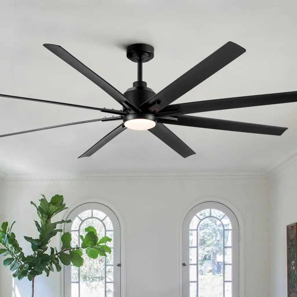 72'' Indoor Intelligent Black Ceiling Fan Led Light And App Remote Control yuhao w1367