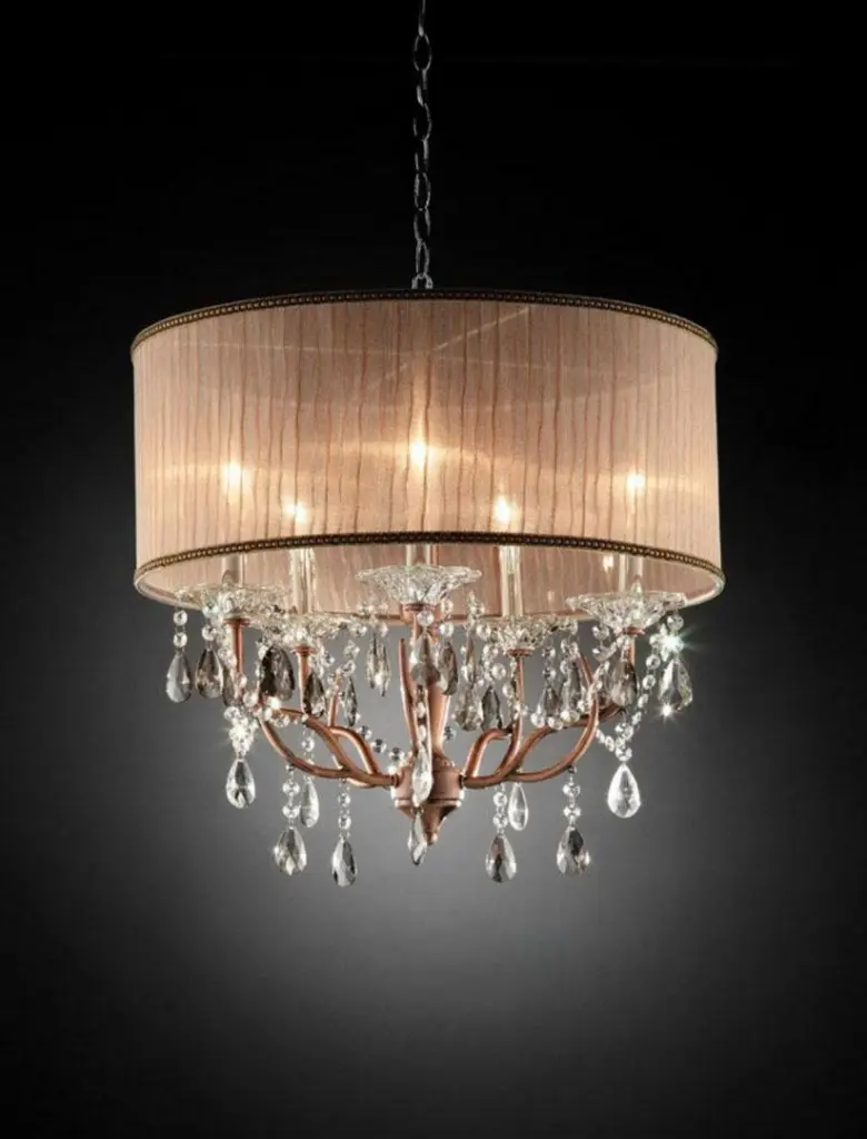 25 Inch Tall Ceiling Lamp Rosie Silvery Pink Finish Crystal Accent Modern Lighting california home