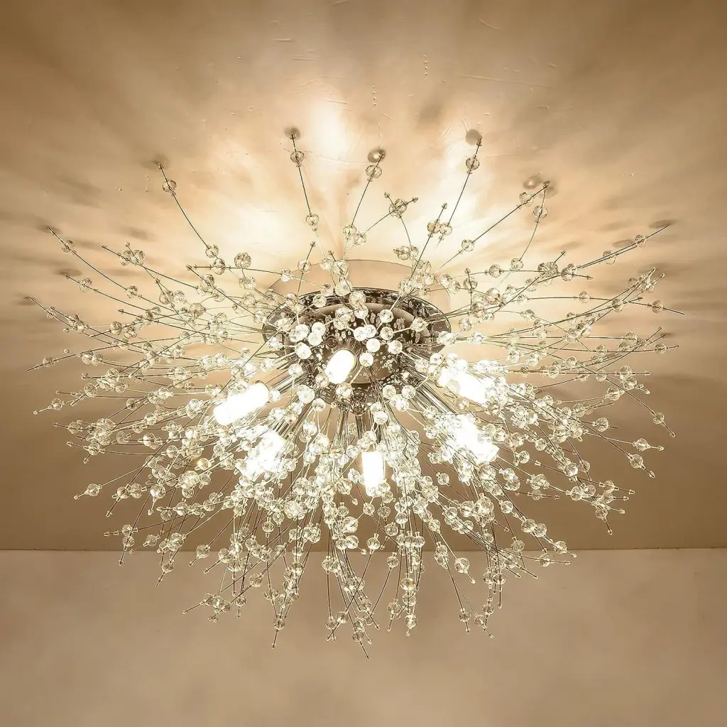 Flush Mount Ceiling Lights Modern Gold Crystal Sputnik Firework Close dfzj lighting