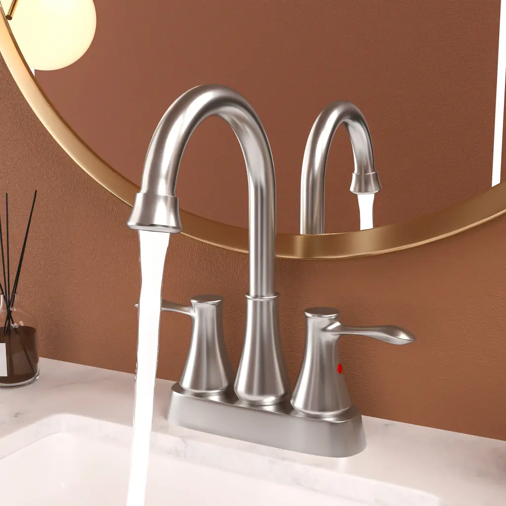 4 Inch 2 Handle Centerset Bathroom Faucet Pop Up Drain And 2 Water Supply Lines lordear