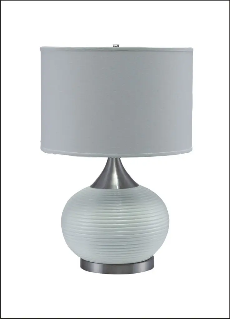 24.5 Inch Tall Ceramic Table Lamp Horizon White Brushed Silver Modern Bedside Lamp california home
