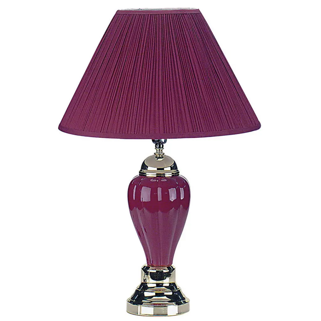 27 Inch Tall Ceramic Table Lamp Urn Influenced Burdy Finish Linen Shade california home