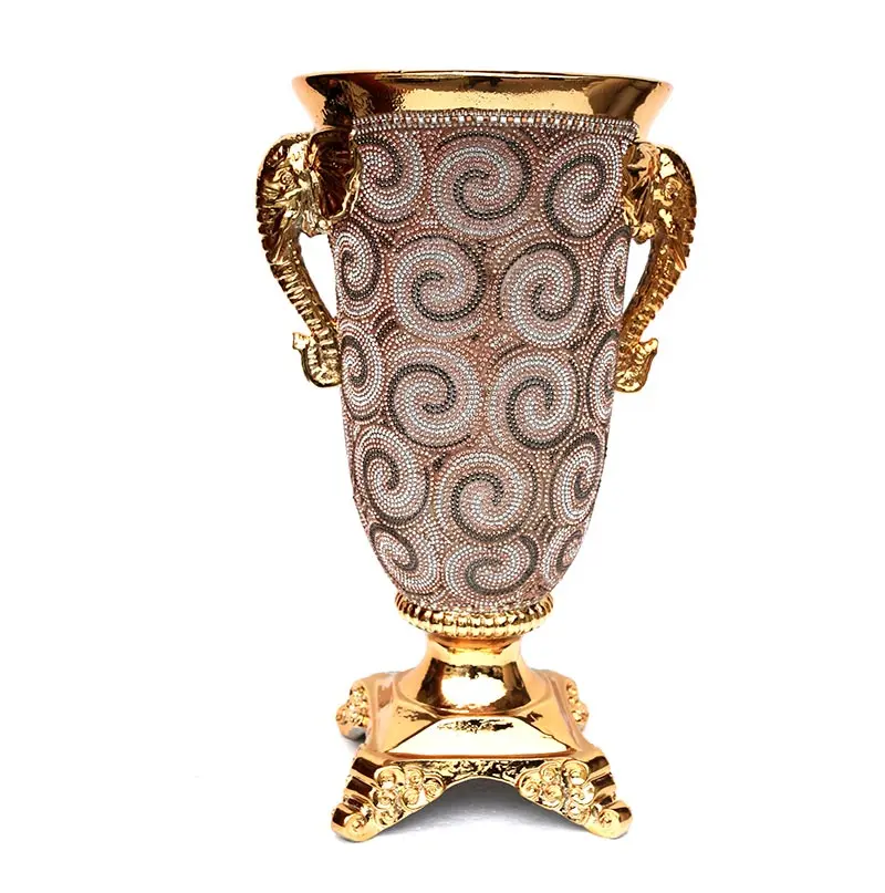 Ambrose Chrome Plated Crystal Embellished Ceramic Vase Gold furnings