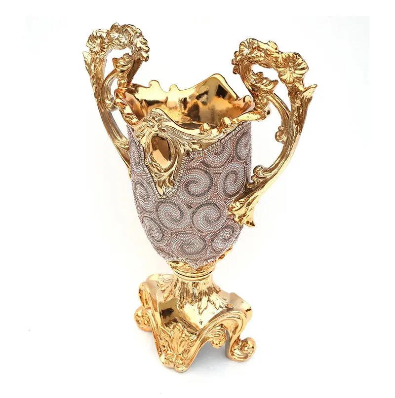 Ambrose Chrome Plated Crystal Embellished Ceramic Vase Gold Home Décor furnings
