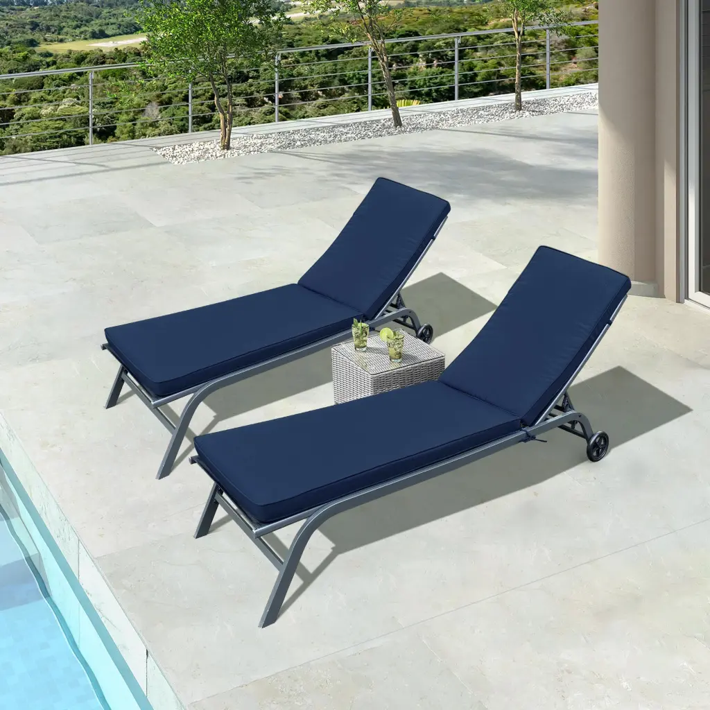2Pcs Set Outdoor Lounge Chair Cushion Replacement Patio Furniture Seats rnb