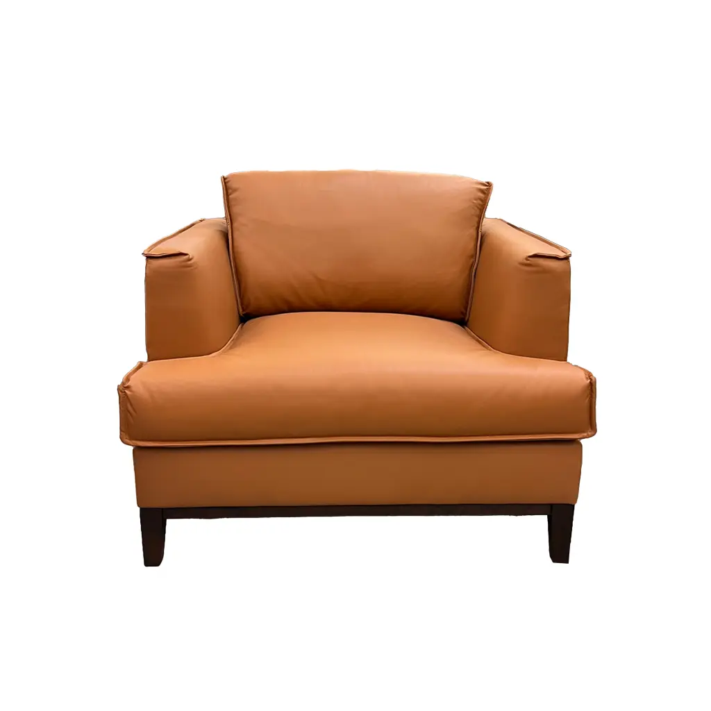 Aspen Cognac Top Grain Leather Chair Camel Wood Living Room american homestead furniture