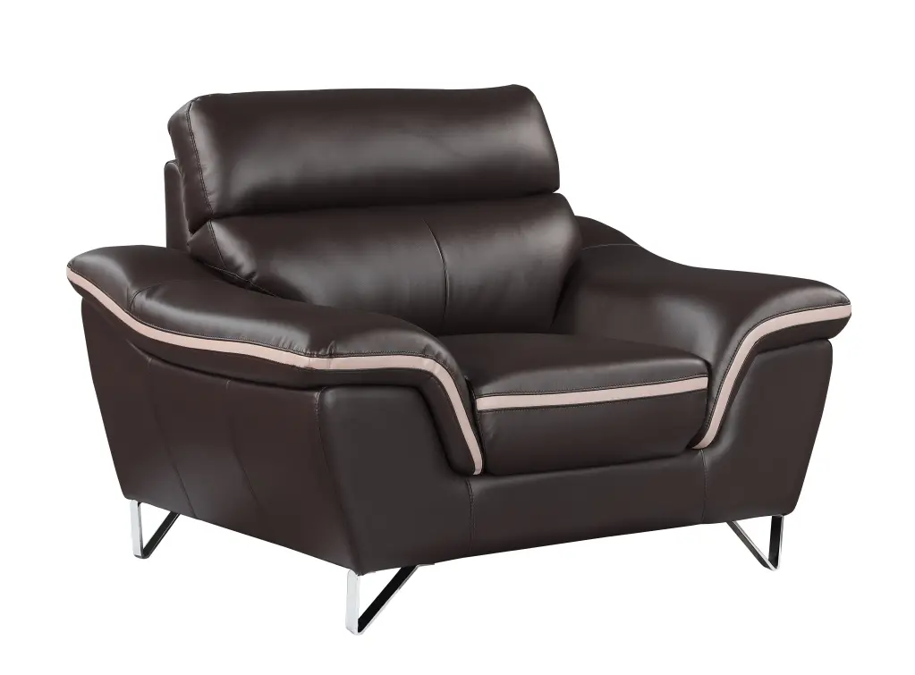 Authentic Leather Chair Brown Foam Cushion global united
