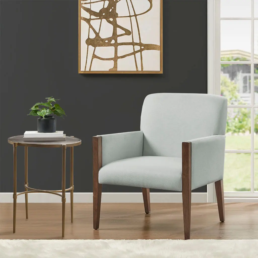 Upholstered Accent Chair Light Green Polyester Modern Design jla